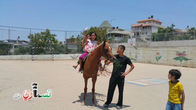 كفرقاسم - فيديو  : تعليم هواية ركوب الخيل في مدرسة جنة ابن رشد في اليوم الرابع لصيف الصادقة 